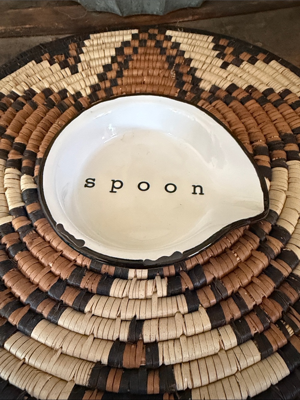 Magnolia Black and White Distressed Stoneware Spoon Rest